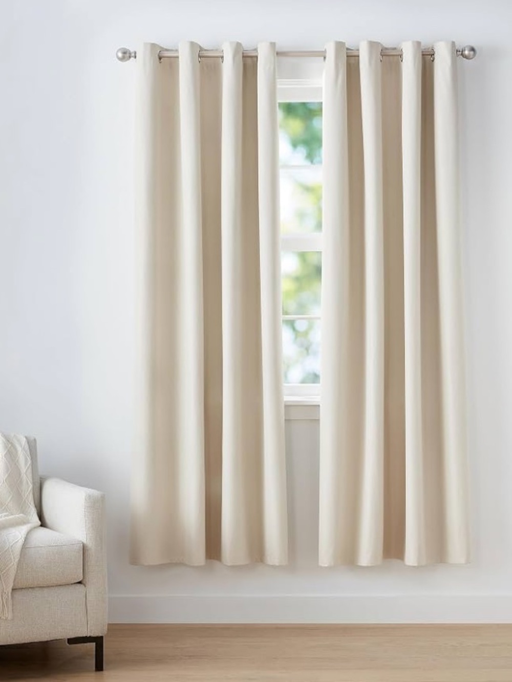 Amazon Basics Room Darkening Blackout Window Curtain set of 2, light blue colour